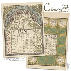 Retro Art Nouveau 2025 Calendar Simple Office School Supplies Wall Calendar Knickknacks Schedule Planner