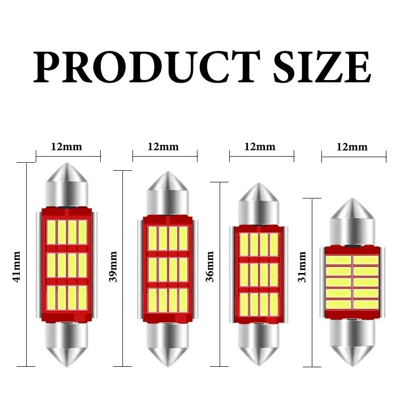 10 pçs festão c5w c10w lâmpadas led 31mm 36mm 39mm 41mm 4014 led canbus interior do carro cúpula lâmpada luz de leitura universal 12v