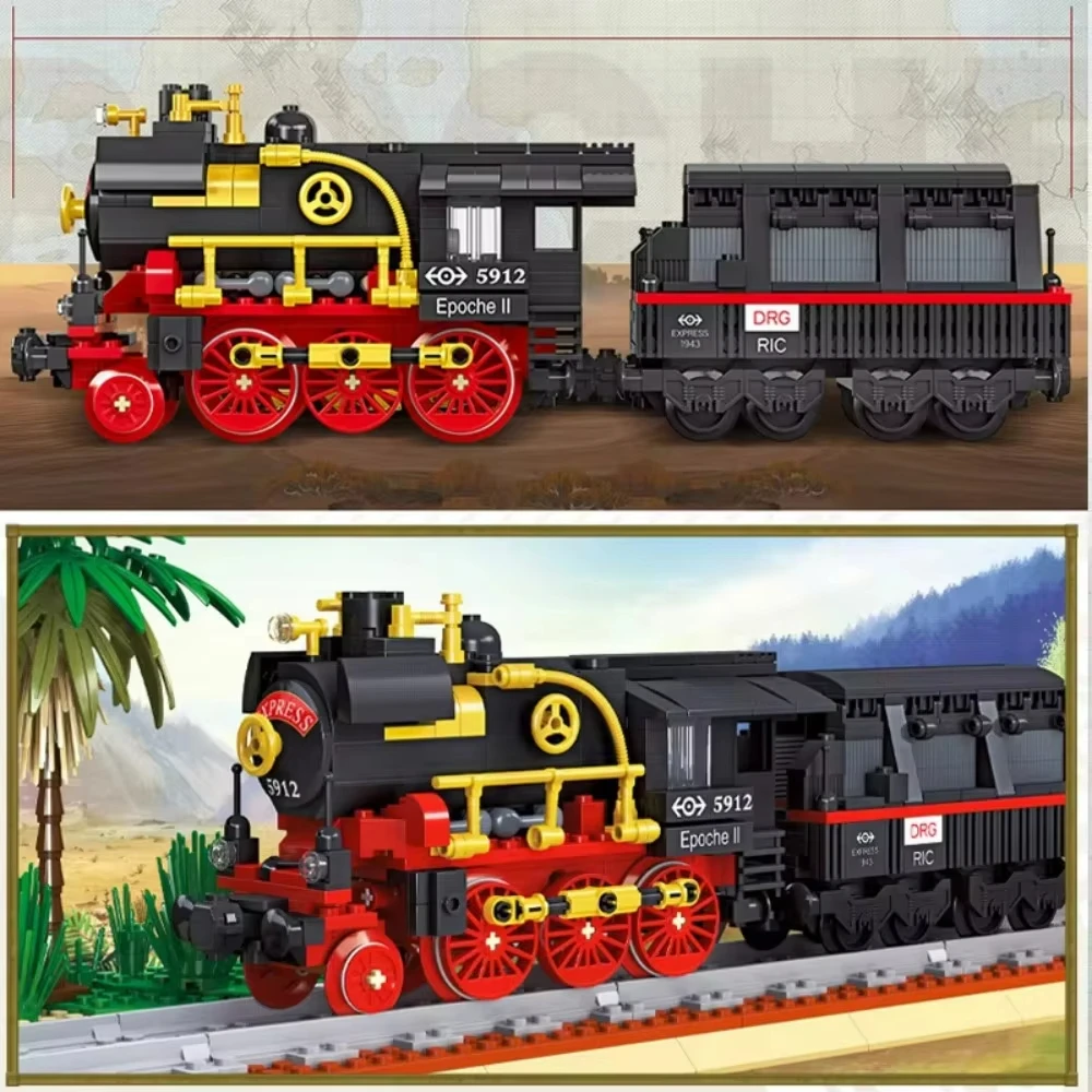 

JIESTAR 59005 Bigboy Steam Train Model European Retro Track Railway Series Small Particle Assembly Toys Blocks Gift For Boys