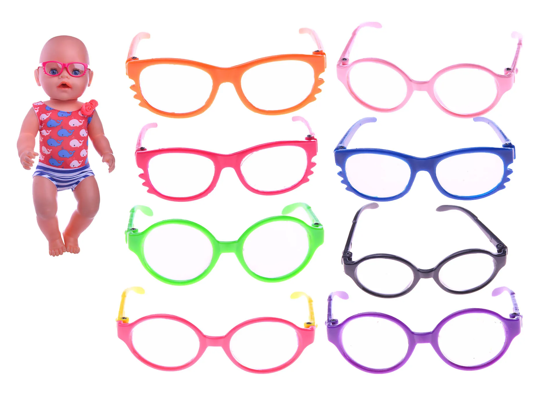 Doll Clothes Glasses Colored Doll Accessories Fit 18 Inch American Doll Gift&43Cm Born Doll Baby For Our Generation Girl's Toy