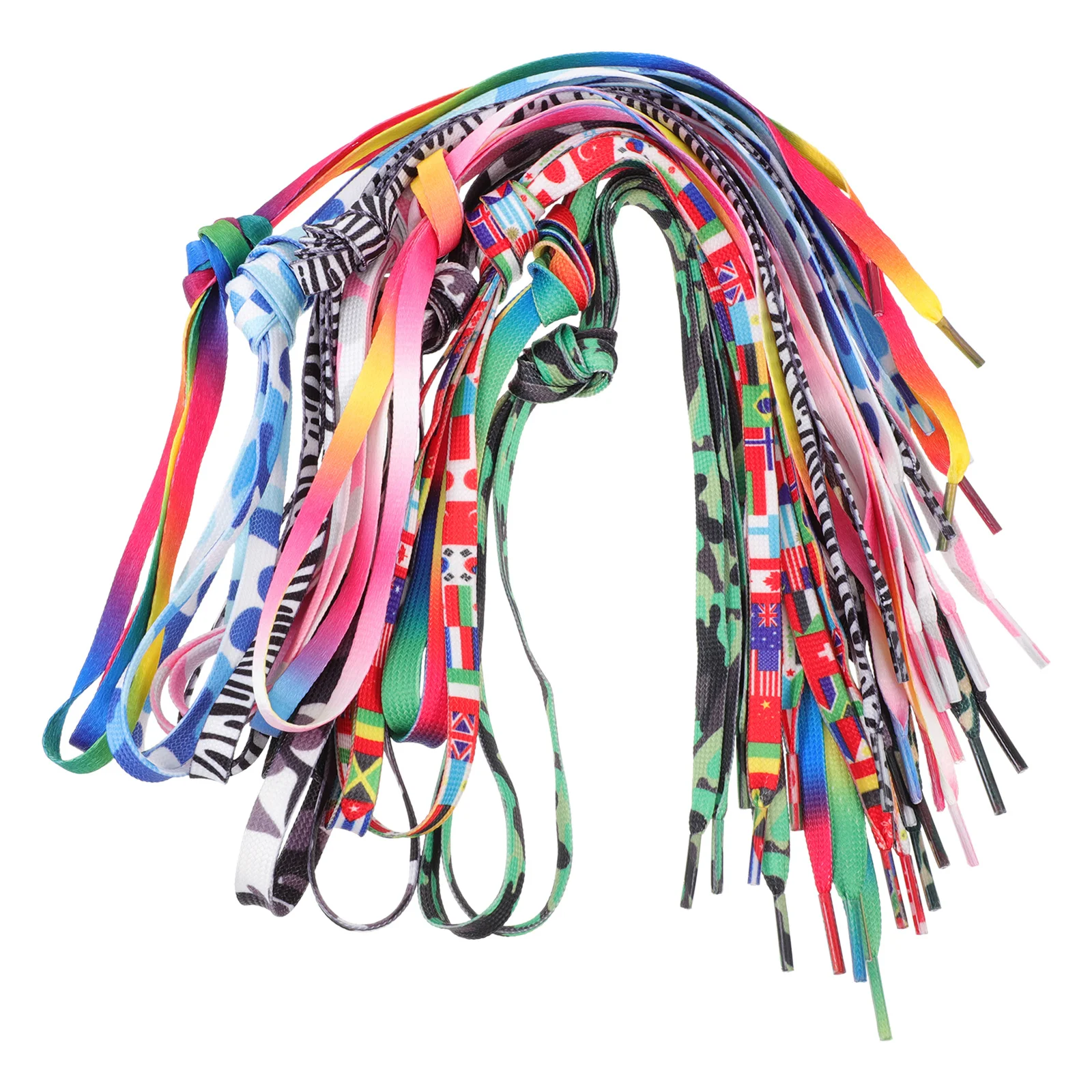 

10Pairs Fashionable Shoe Laces for Sneakers Gradient Printed Flat Laces Multi-Purpose Outdoor Shoes Decoration