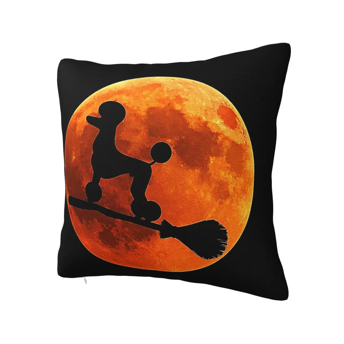 Poodle Dog Silhouette Moon Halloween Square Pillow Square Pillow White Square pillow