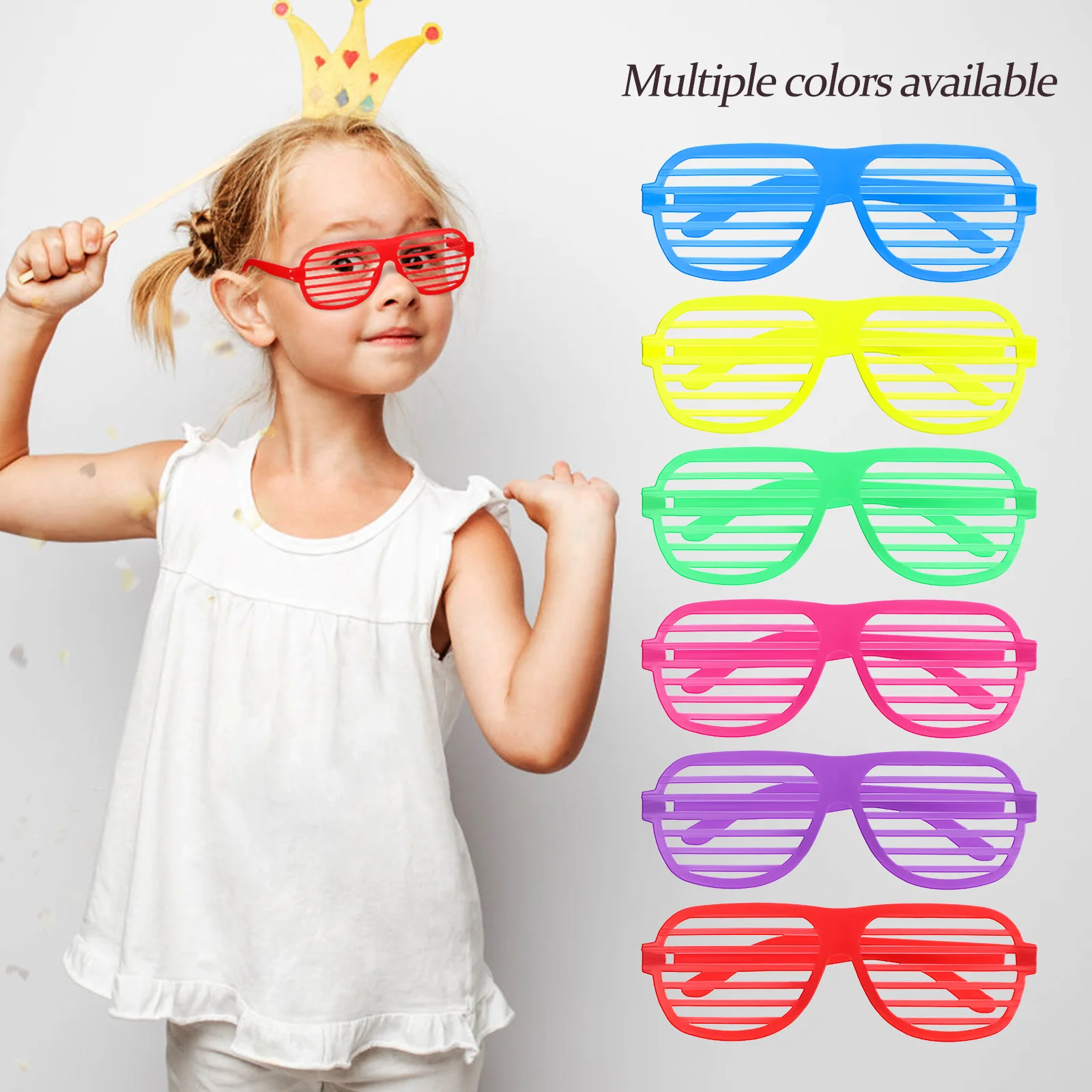 18 Pcs Cosplay Eyeglasses 80s Party Favors Shutter Window Shutters Neon Color Blinds Photo Props