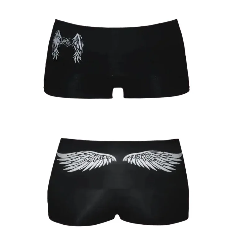 Women's Y2K Retro Millennium 2000s Patterned Printed Folding Vintage Shorts Stretch Slim Fit Streetwear Fashion Emo Top