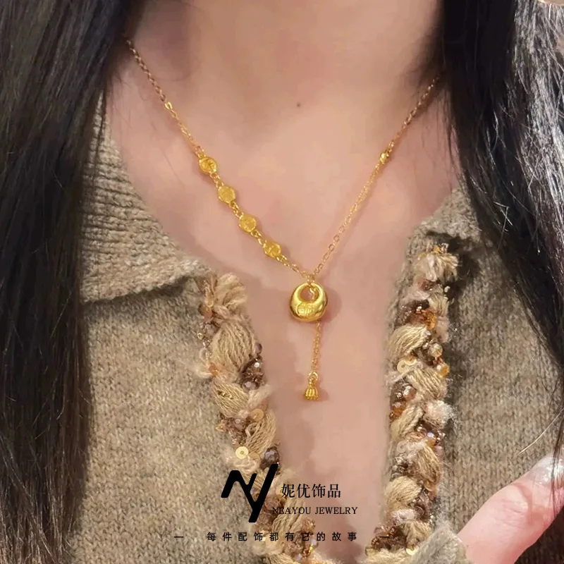 Peace joy golden tuo small fat blessing chain 9999gold