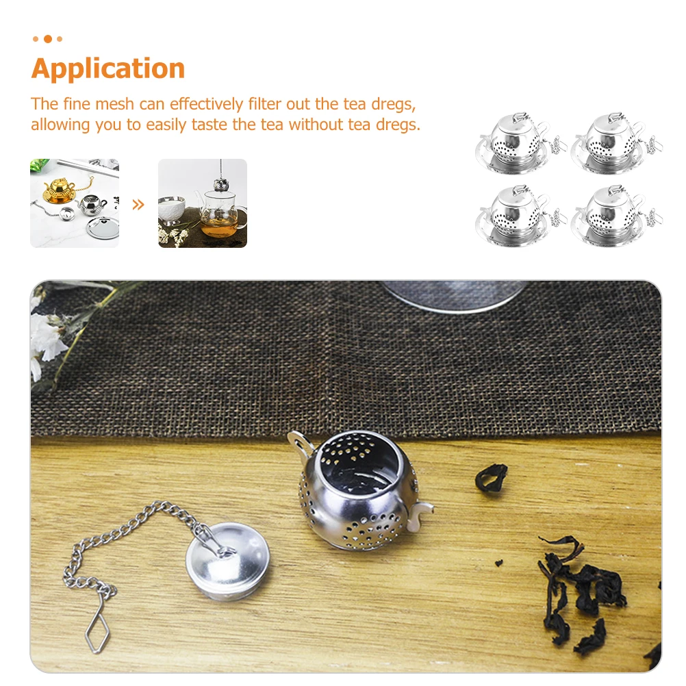

4Sets Stainless Steel Tea Strainer Reusable Infuser for Loose Tea Leaves Efficient Filtration Great for Herbs Spices Teapot