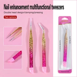 1pcs Stainless Steel Nail Tweezers Straight Curved Pick Up Tools 3D Sticker Rhinestones Sequins Nipper Manicure Nail Art Tool