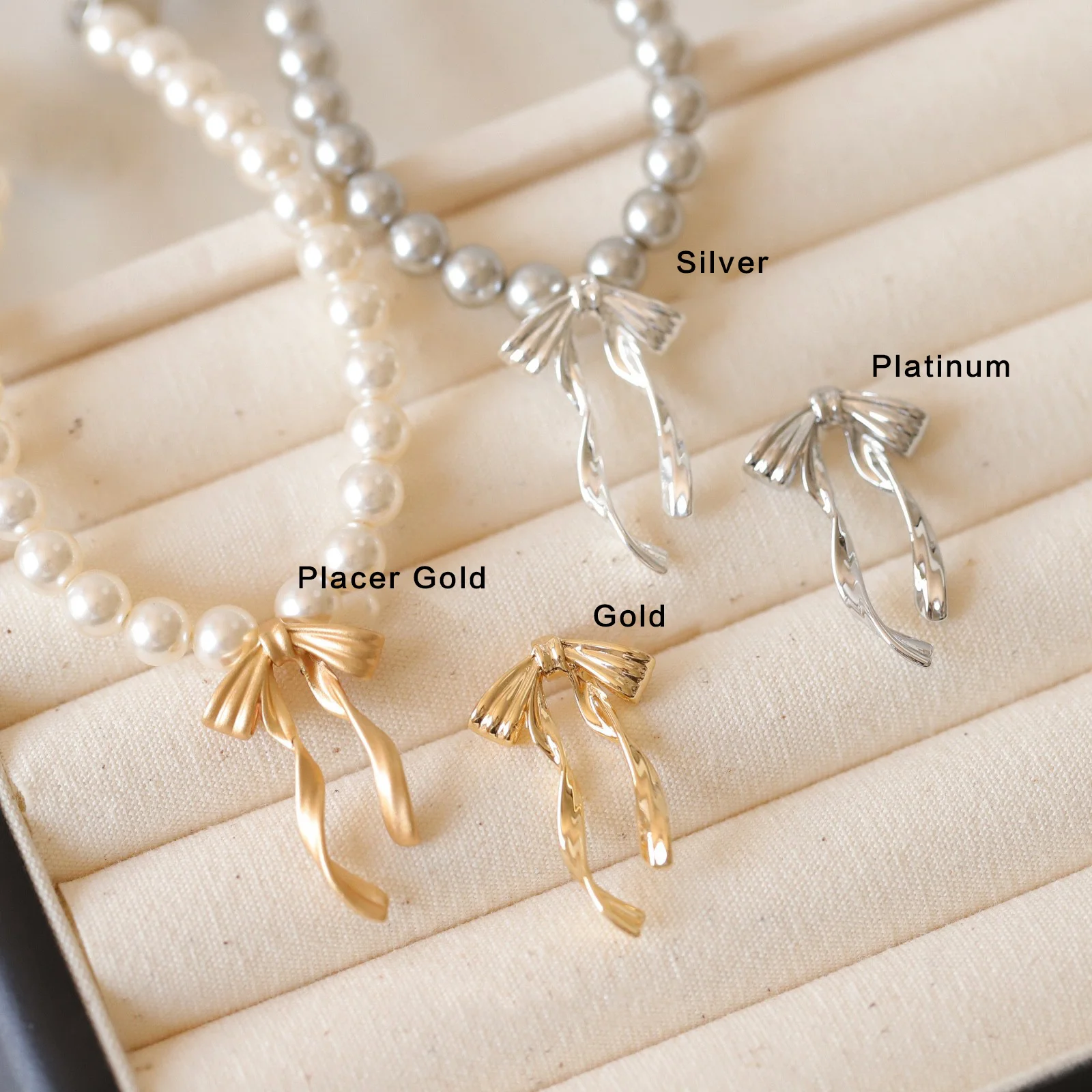 4PCS Gold Plated Brass Girly Ribbon Bow Ncklace Pendant Jewelry DIY Making Supplies Handmade Accessories