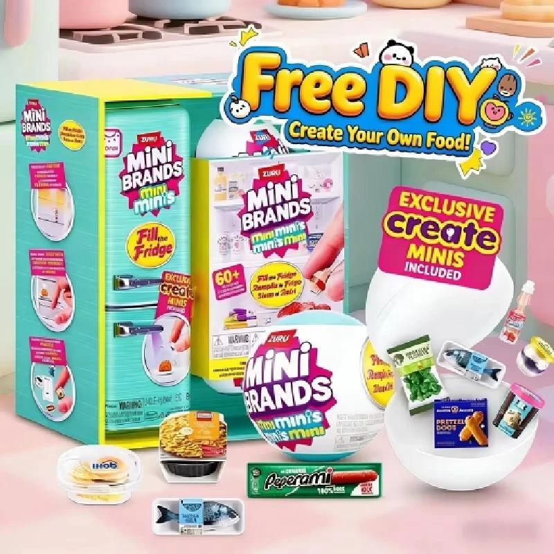 

ZURU Fill The Fridge Mini Refrigerator Set Mini Brands Ball Series Blind Box Mystery Box Play House Toy Decor Gifts