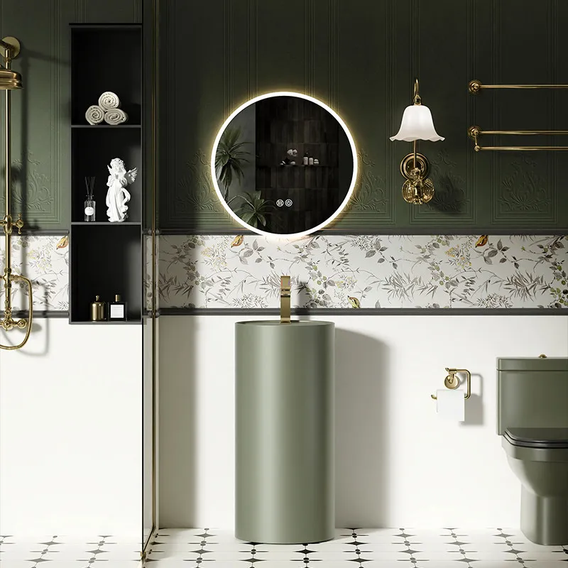 French Wash Basin Retro Green Wash Basin Home Hotel Villa Floor-to-ceiling Washbasin South French Style Bathroom