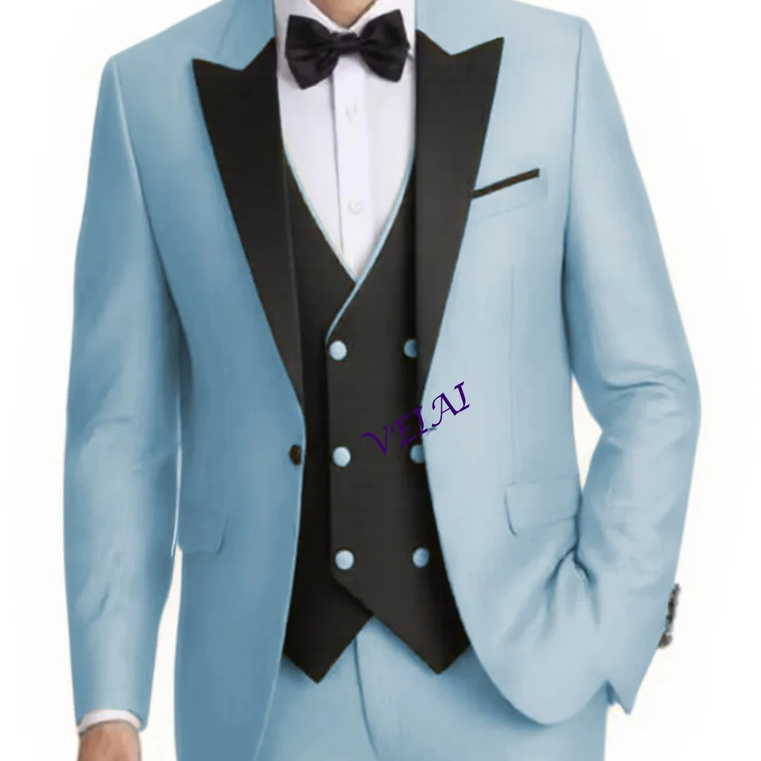 

Мужской облегающий костюм-тройка по индивидуальному заказу, пиджак с лацканами, жилет и брюки, комплект для свадьбы, бизнеса, выпускного вечера, вечера, элегантная мужская одежда