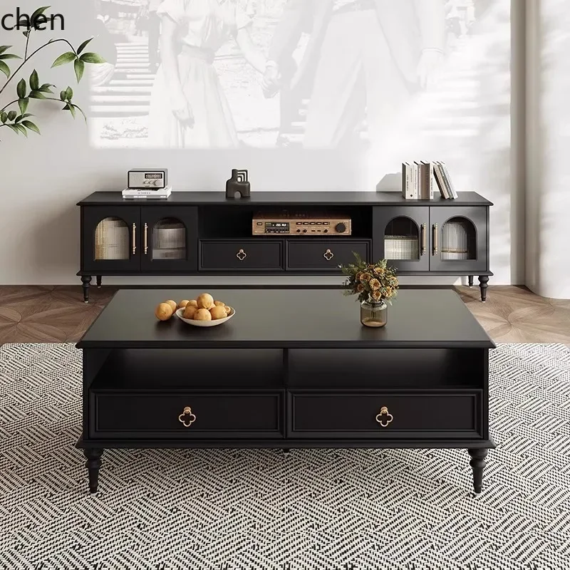 DSA Solid Wood TV Cabinet for Home Living Room Small Apartment Storage Modern Simple TV Stand