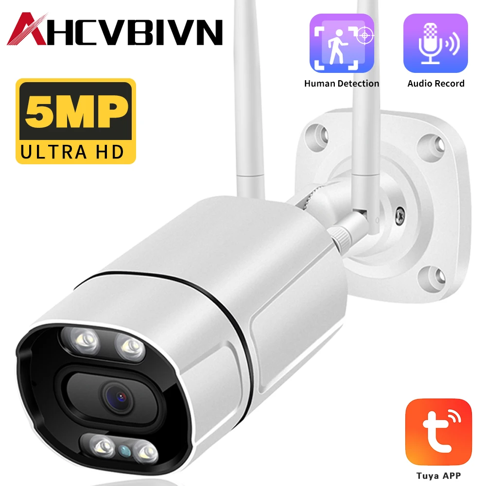 

Tuya 5MP WiFi IP Camera Outdoor Wireless Color Night Vision H.265 Human Detection CCTV Bullet Security Camera