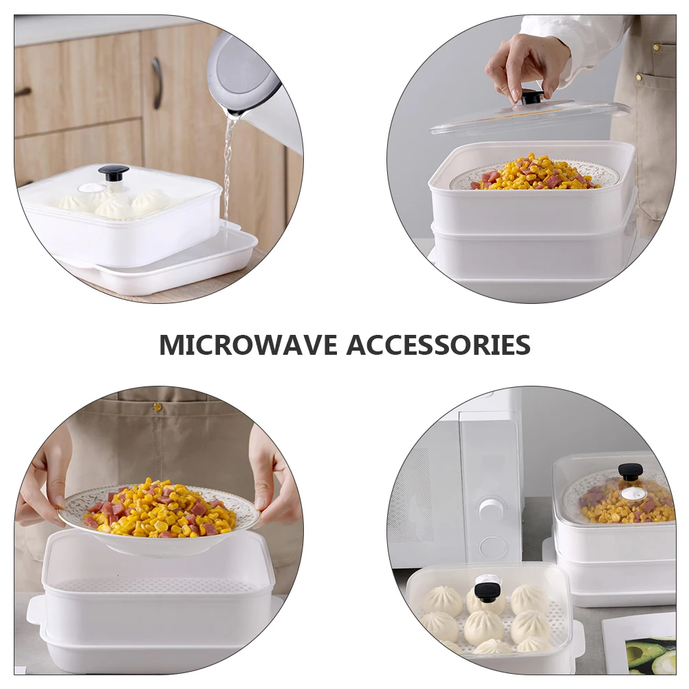 

Efficient Double Layer Kitchen Steamer Microwave Safe Food Container Heat Resistant from -20 to 120 Degree for Cooking