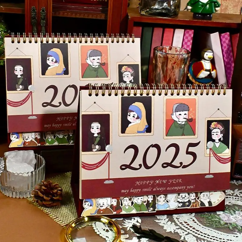 New Desk Calendar Desktop Calendar Cute Vintage New Year's Calendar 2024-2025 Desktop Ornaments For Friends And Family