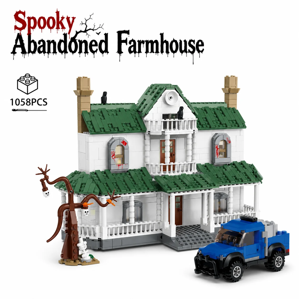 

1058PCS Spooky Abandoned Farmhouse Bricks Model Toys Sets Horror Movies Street View Building Blocks DIY Educational Toys Gifts