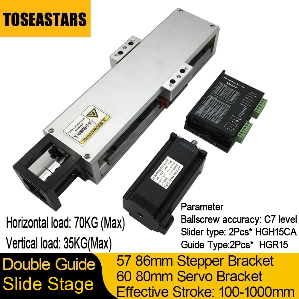 fechado modulo duplo guia trilho linear slide stage aluminio linear stage xyz axis tampa contra poeira com nema 23 57 mm stepper motor 01