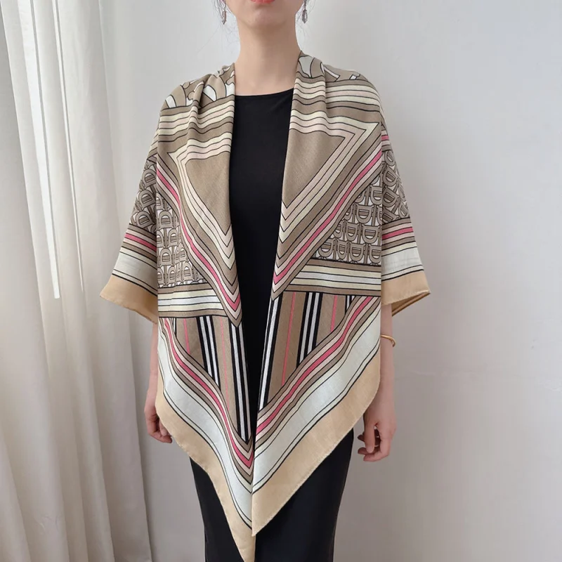 

Британский классический повседневный большой шарф для женщин, с ручной отделкой краев, высококачественный универсальный шарф-шаль для всех сезонов, подходит для любого случая.