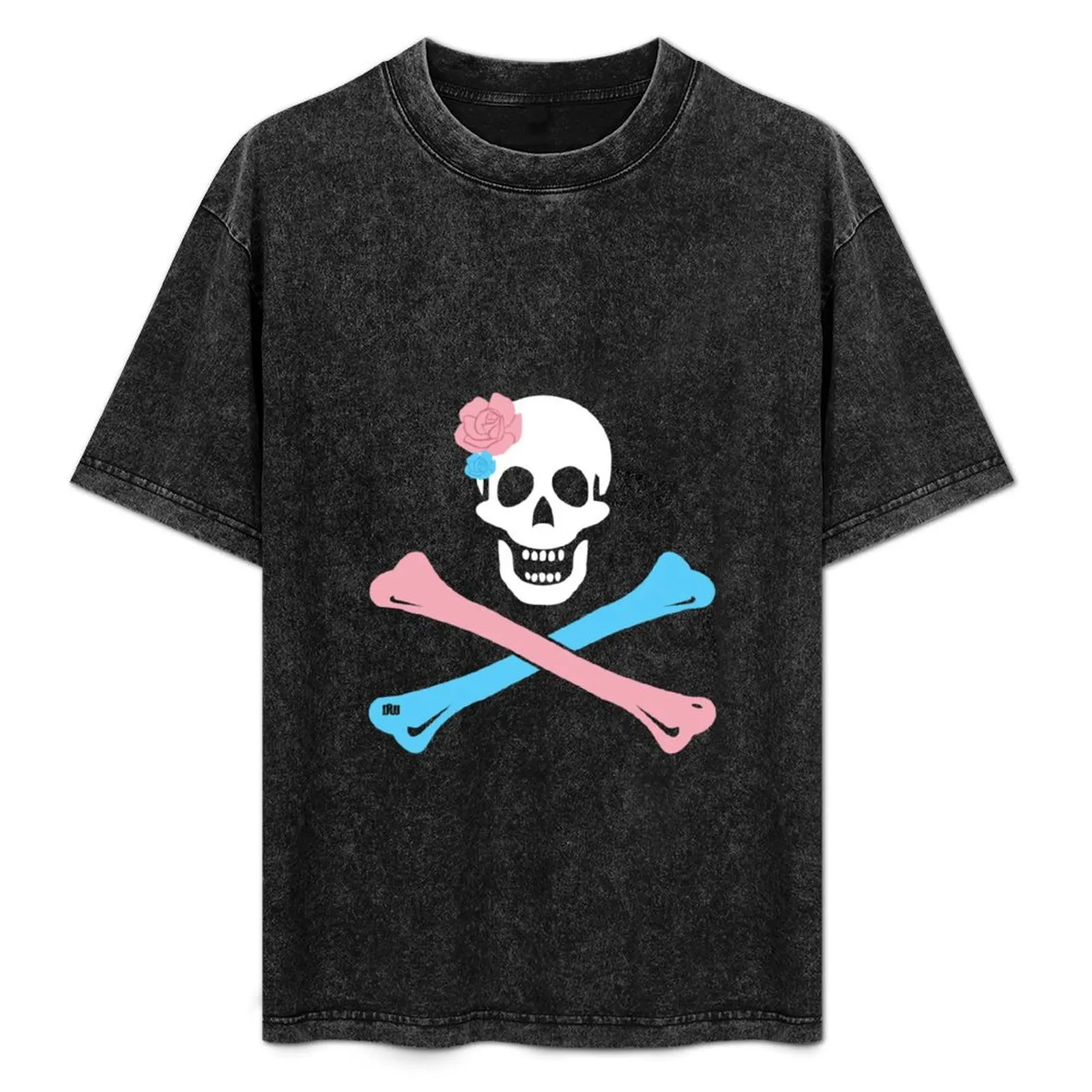 

Trans Pride Skull and Crossbones T-Shirt blanks vintage t shirts summer 2025 cute clothes mens graphic t-shirts hip hop