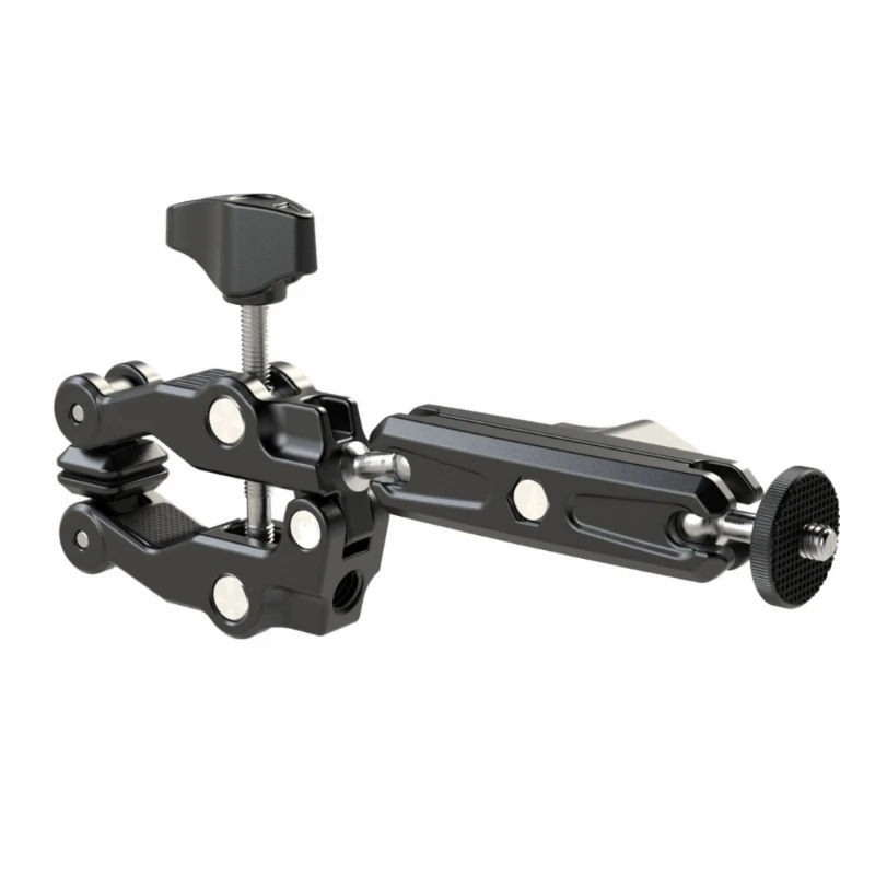 Multipurpose Photography Clamp Adjustable Double Ballhead Mount Bracket Holder Clip for Cameras and Microphones