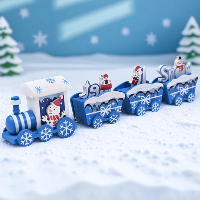 

Christmas Wooden Train Decor Mini Xmas Adornment for Table Home Office Kids Room Party Supplies Festive Indoor Decoration