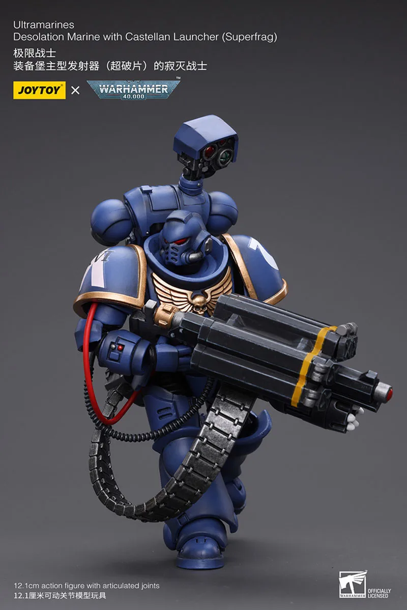 JOYTOY Warhammer 40K 1/18 Ultramarines Desolagem Marinha com Castellan Launcher Action Figure Brinquedo Modelo de Soldado Militar