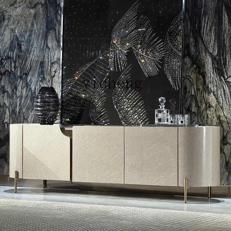 

GZ light luxury TV cabinet simple living room low floor cabinet bright paint high-end TV cabinet