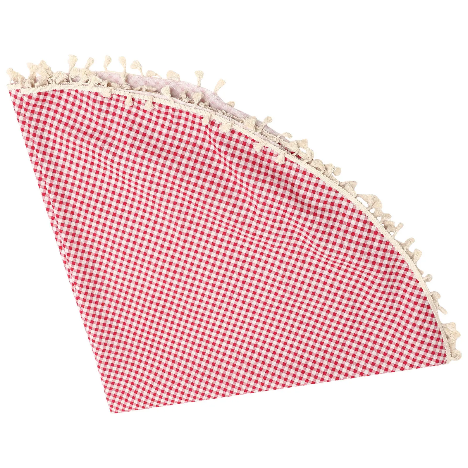 

Round Checkered Tablecloth Decorative Dining Room Table Cover Tassel Stylish Table Cover Checkered Tablecloth Desktop Decor,