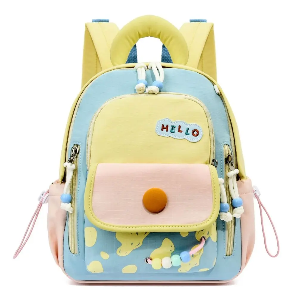 Large Capacity Dopamine Kids Backpack Waterproof Adjustable Cute Color Block Backpack Back-supporting Spine-Protecting