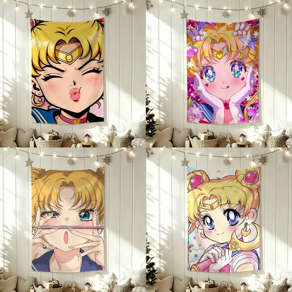 

Cartoon S-Sailor M-Moons Funny Flags for Bedrooms Home Decor Items Outdoor Decors Garage Decoration Flaga