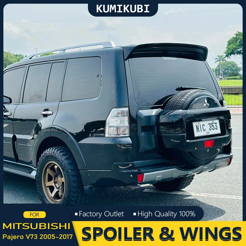 

For Mitsubishi Pajero V73 2005-2017 Without Light Spoiler High Quality ABS Material Rear Wing Roof Spoiler Gloss Black Or White