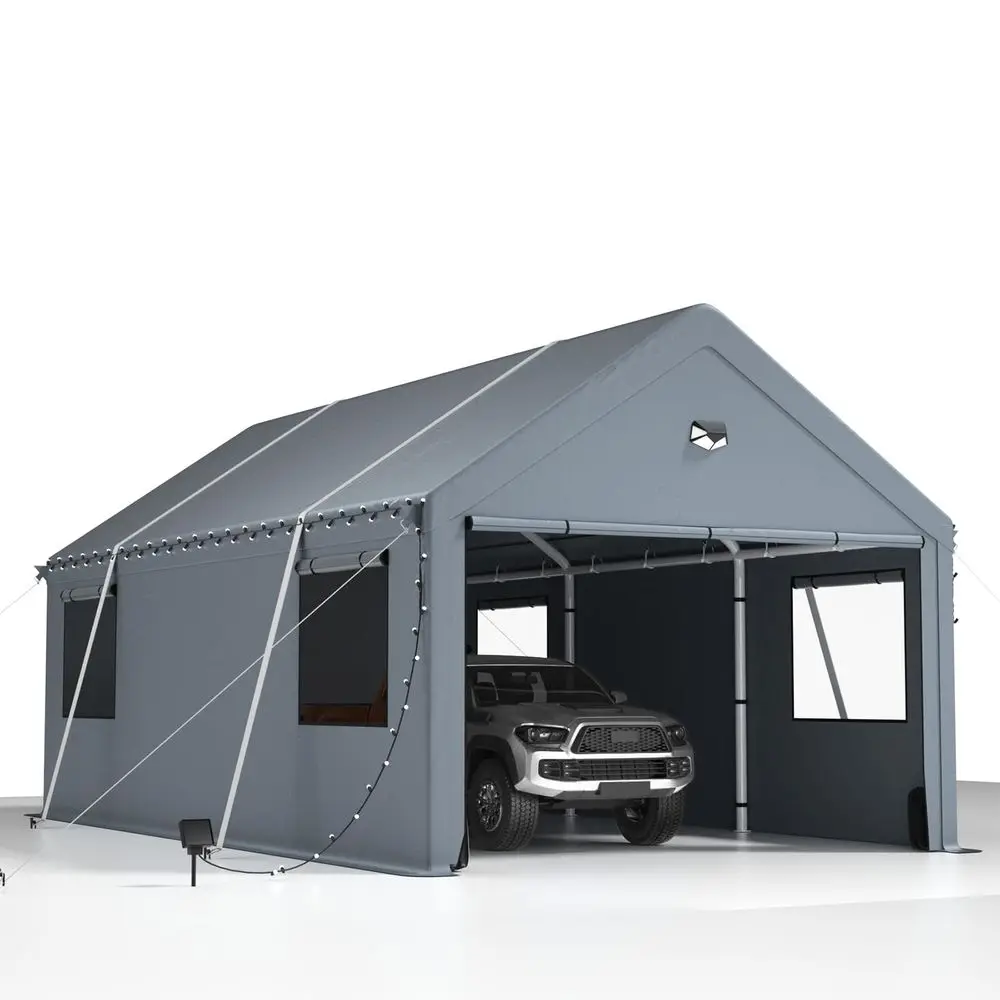

10X20 Heavy DutyCar Ports with 180G Removable Side Walls, Carport Canopy, Portable Car Port Garage, Car Shelter All Weather,Gra
