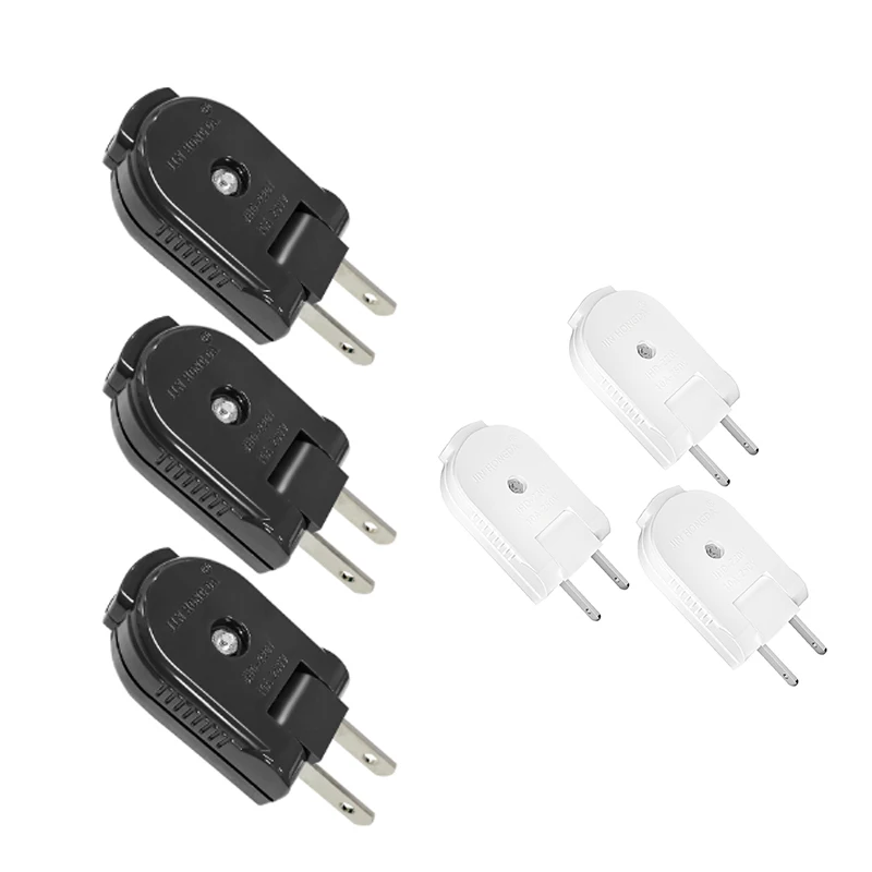 3/6pcs US Plug Adapter 90 Degree Rotary Power Plug Male Replacement Outlets Rewireable Electeical Connector For Extension Cable