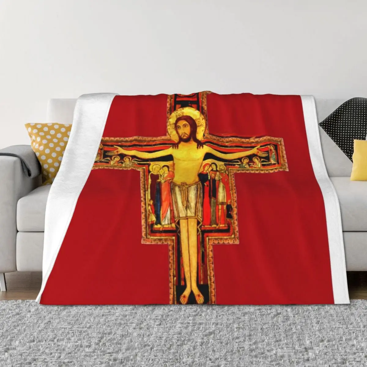 

San Damiano Crucifix St Francis of Assisi Throw Blanket Tourist Winter beds Soft Beds Blankets