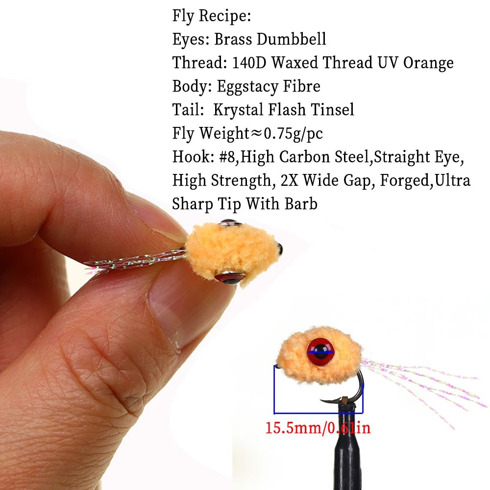 6PCS/12PCS Thunder Egg Fly Heavy Weighted Steelhead Trout Salmon Fly for Deep Water & Fast Current Fishing