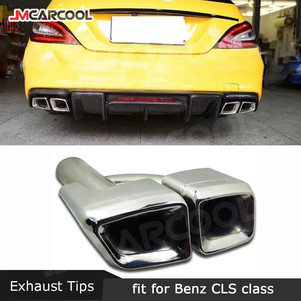 Stainless Steel Rear Bumper Exhaust Tips Muffler Decoration for Mercedes Benz C E CLS Four Outlet Pipe Tips