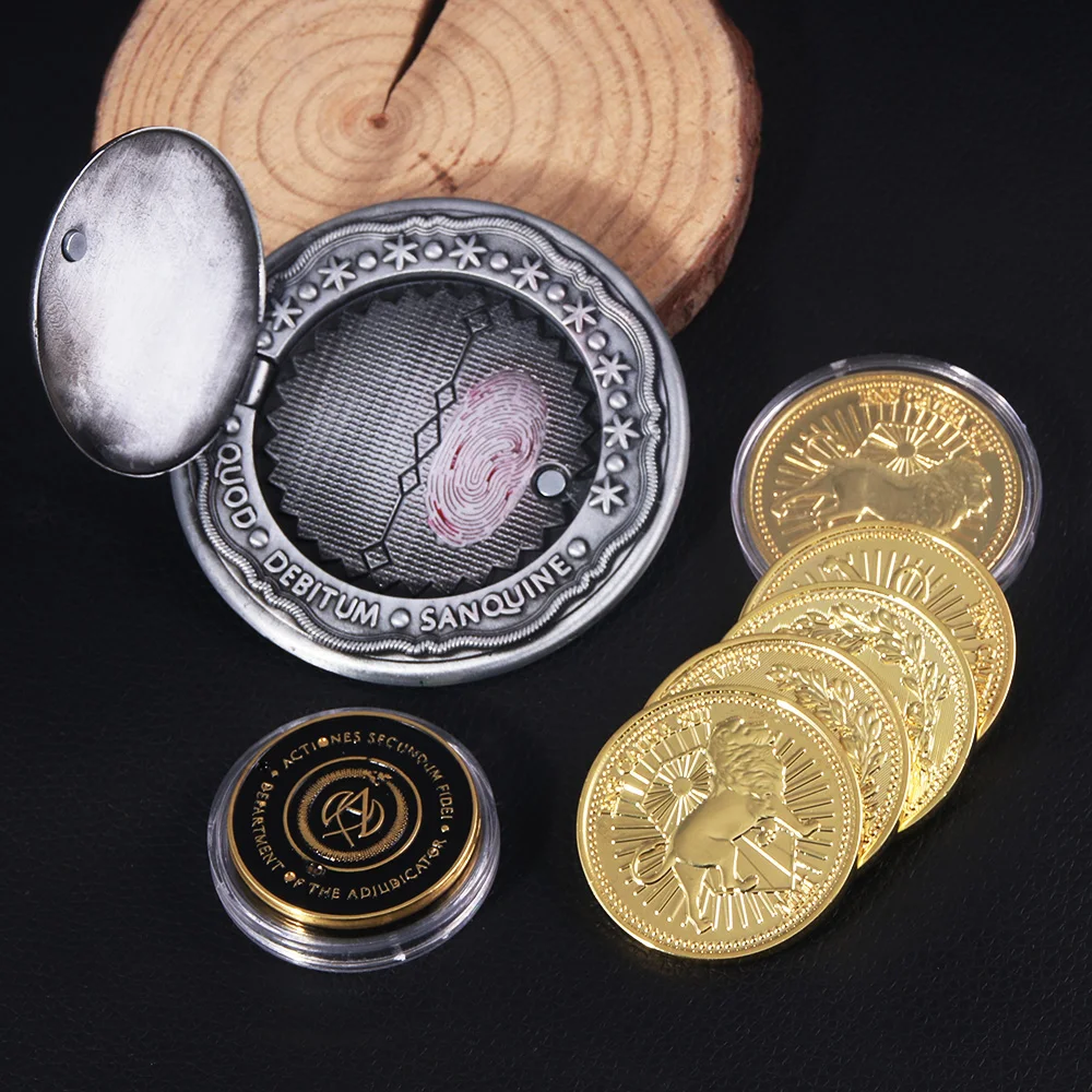 Big Size John Wick Coin Skull Keychain Blood Oath Marker Can Open Magnets Magnetically Attract Coin Props Simulation Accessories image 4