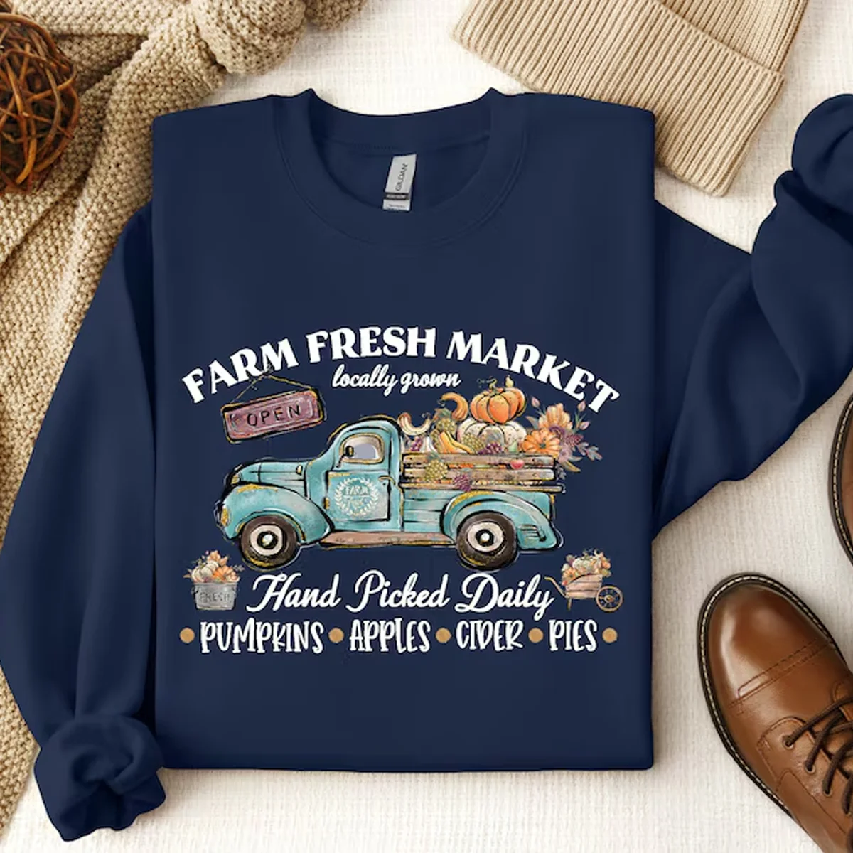 Farm Fresh Pumpkin Sweatshirt Fall Pumpkin Sweatshirt Fall Sweater Pumpkin Patch Sweatshirt Womens Fall Shirt Fall Gift