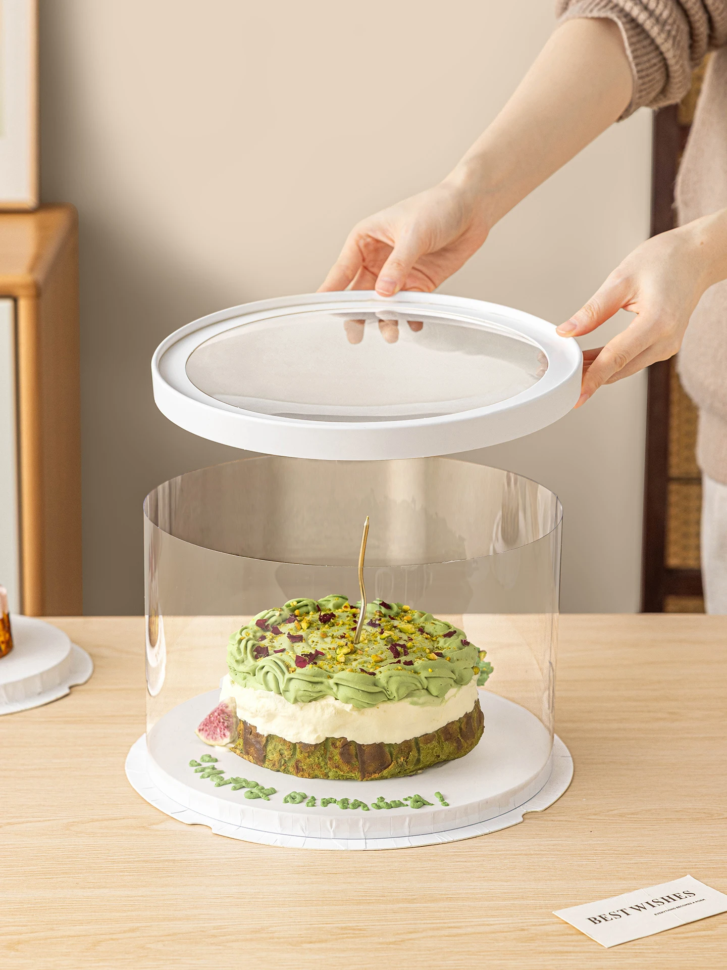 

Transparent round Cake Box White Packaging Empty Box 6 Inches Birthday Valentine's Day Pastry Packaging Box Customizable