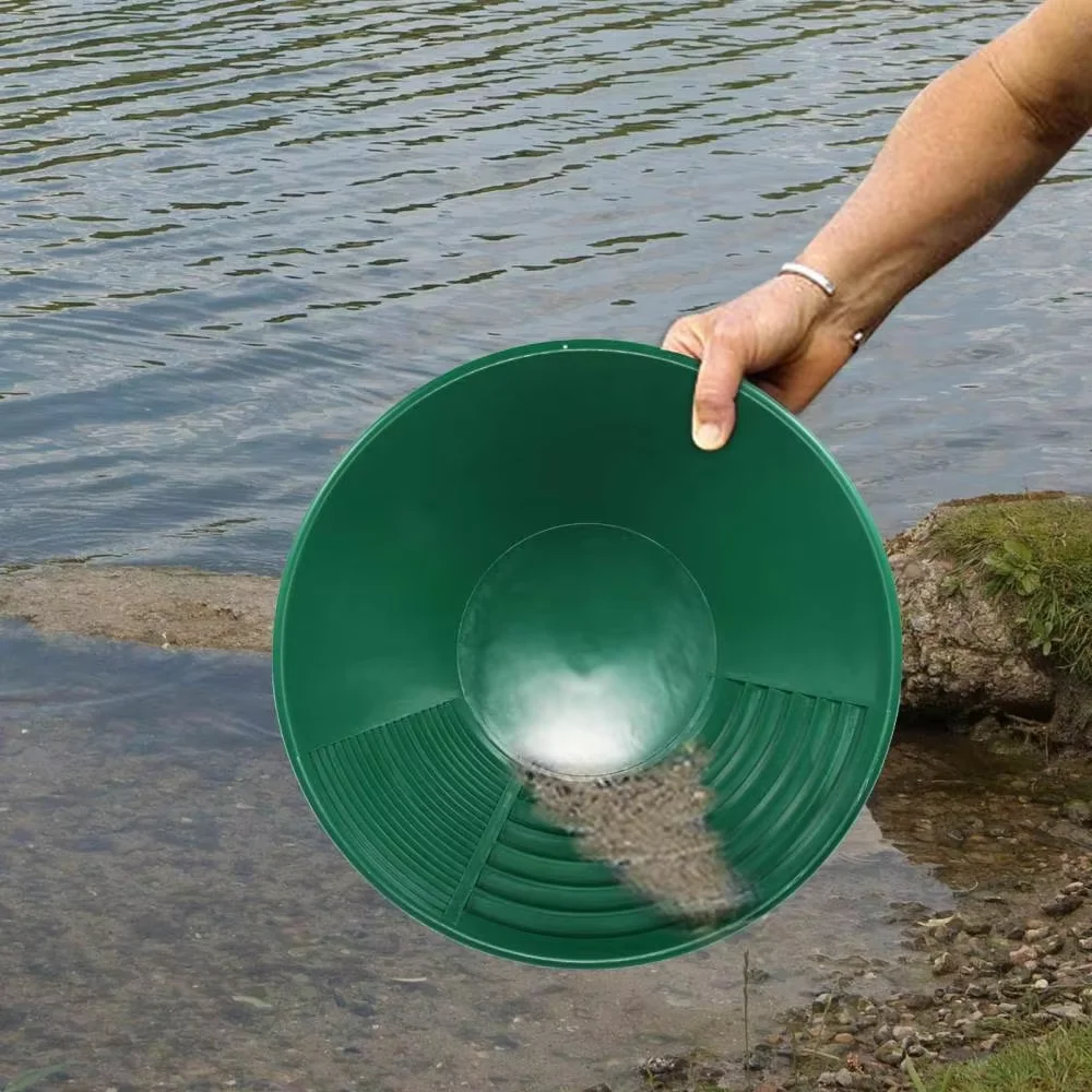 15 inches Gold Panning Pan Gold Sifting Classifier Washing Sieve Tray Accessory Green Gold Pan Gold Panning Tool Gold Classifier