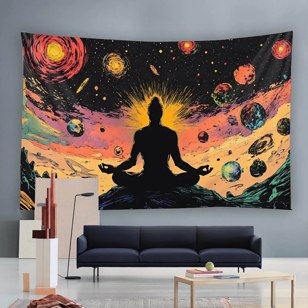 Galaxy Planet Tapestry - Universe Starry Sky Meditation Healing Energy Field Art Living Room Decorative Wall Hanging