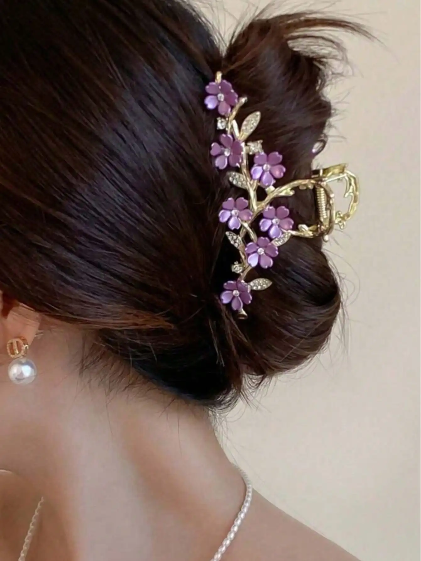 

1pc Oversized Floral Pattern High-End Oversized Hair Clip, Suitable For Thick Hair Women