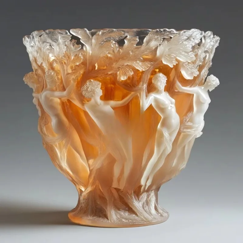 Hand carved crystal glass, wine glass vase, art deco design, wedding and bar mitzvah, desktop home decoration