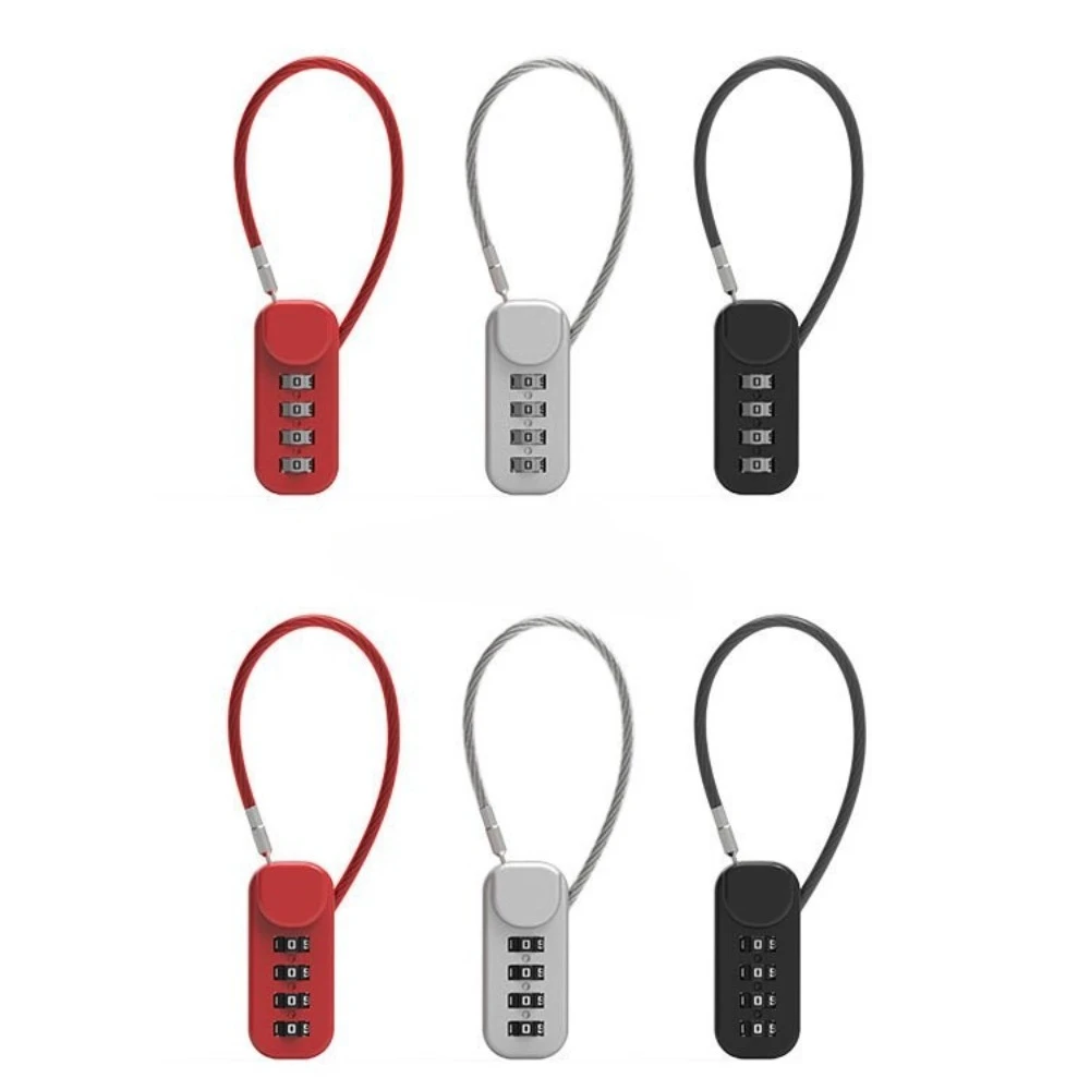 Bloqueio de senha portátil de liga de zinco de 4 dígitos com corda de fio anti-roubo mochila com zíper para bagagem combinação bloqueio de viagem