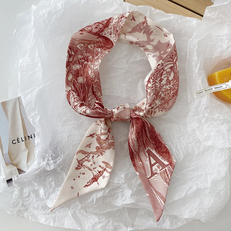 Super Beautiful Scarf 26 Letters Silk Scarf Headband Jungle Alphabet Print Bag Streamer Women Fashion Brand Design Silk Scarf