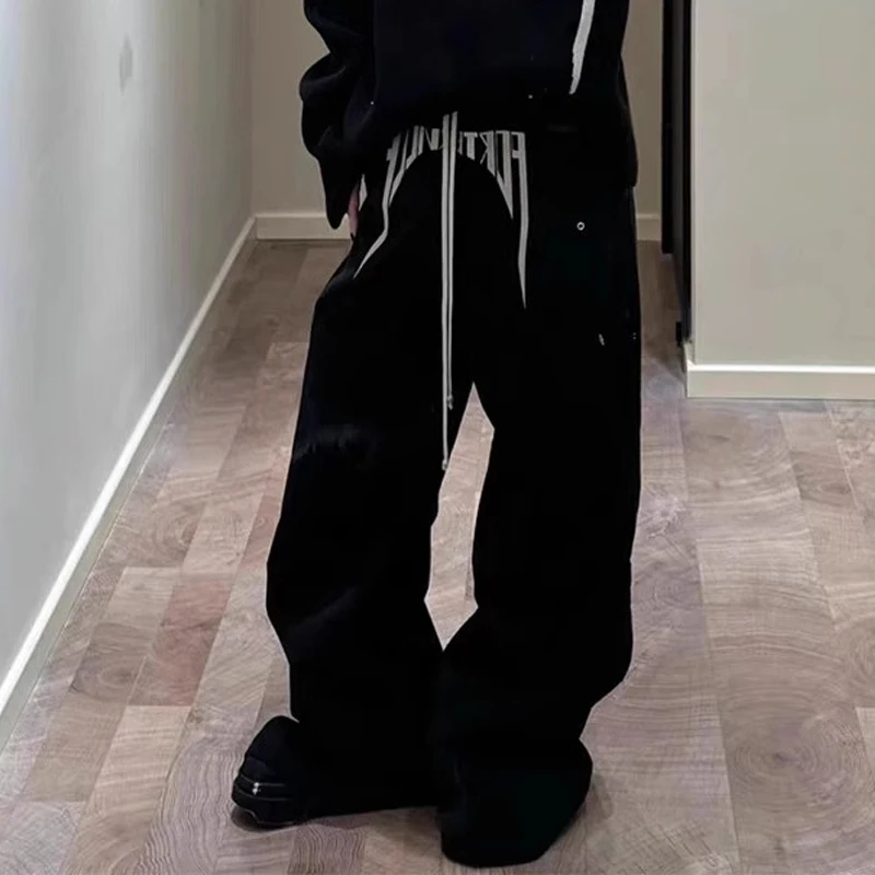 

High Street Men's Casual Pants Embroidery Design Sweatpants for Man Full Length Drawstring Pants Men's Clothing