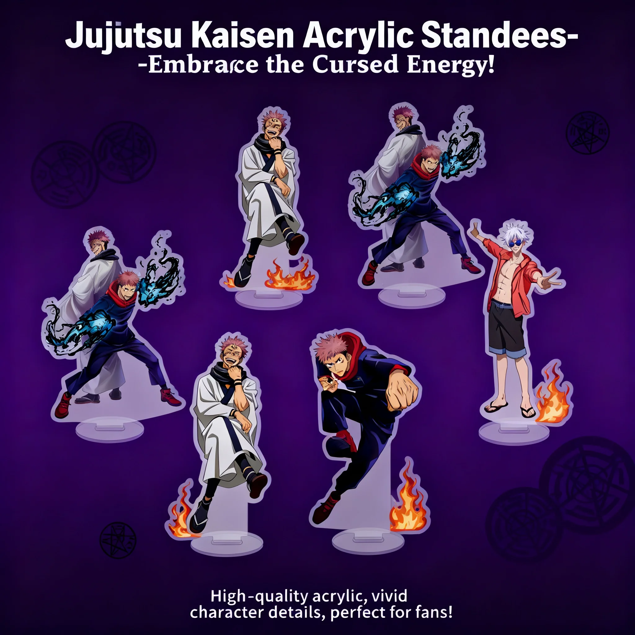 Figura Decorativa Acrílica de Anime Jujutsu Kaisen, Soporte Creativo Grande para Exhibición, Satoru Gojo, Megumi Fushiguro, Soporte Transparente de Alta Calidad