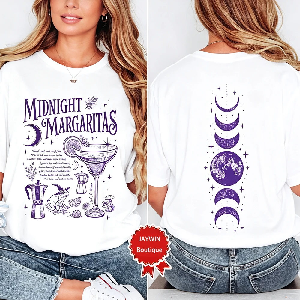 Retro Midnight Margaritas Shirt Practical Magic Tee Vintage Halloween Witch Movie T-shirt Girl Tequila Shirts Spooky Season Gift