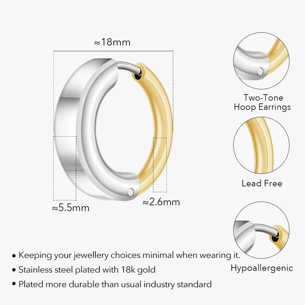 ENFASHION Two-Tone Hoop Earrings Gold Color Pendientes New In Hoop Earrings For Women Simple Office Fashion Jewelry  E231496