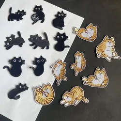 1PC/artoon Fabric Patch Clothes Hole Repair Sticker,Cool Black Cat,Striped Cats Iron On Patches Embroidery Applique For Clothing